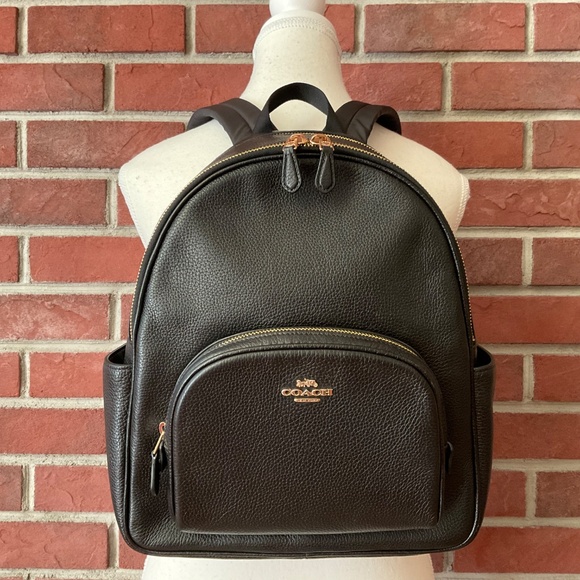 Coach 5666 Medium Court Backpack Black Pebble Leather - Picture 16 of 16